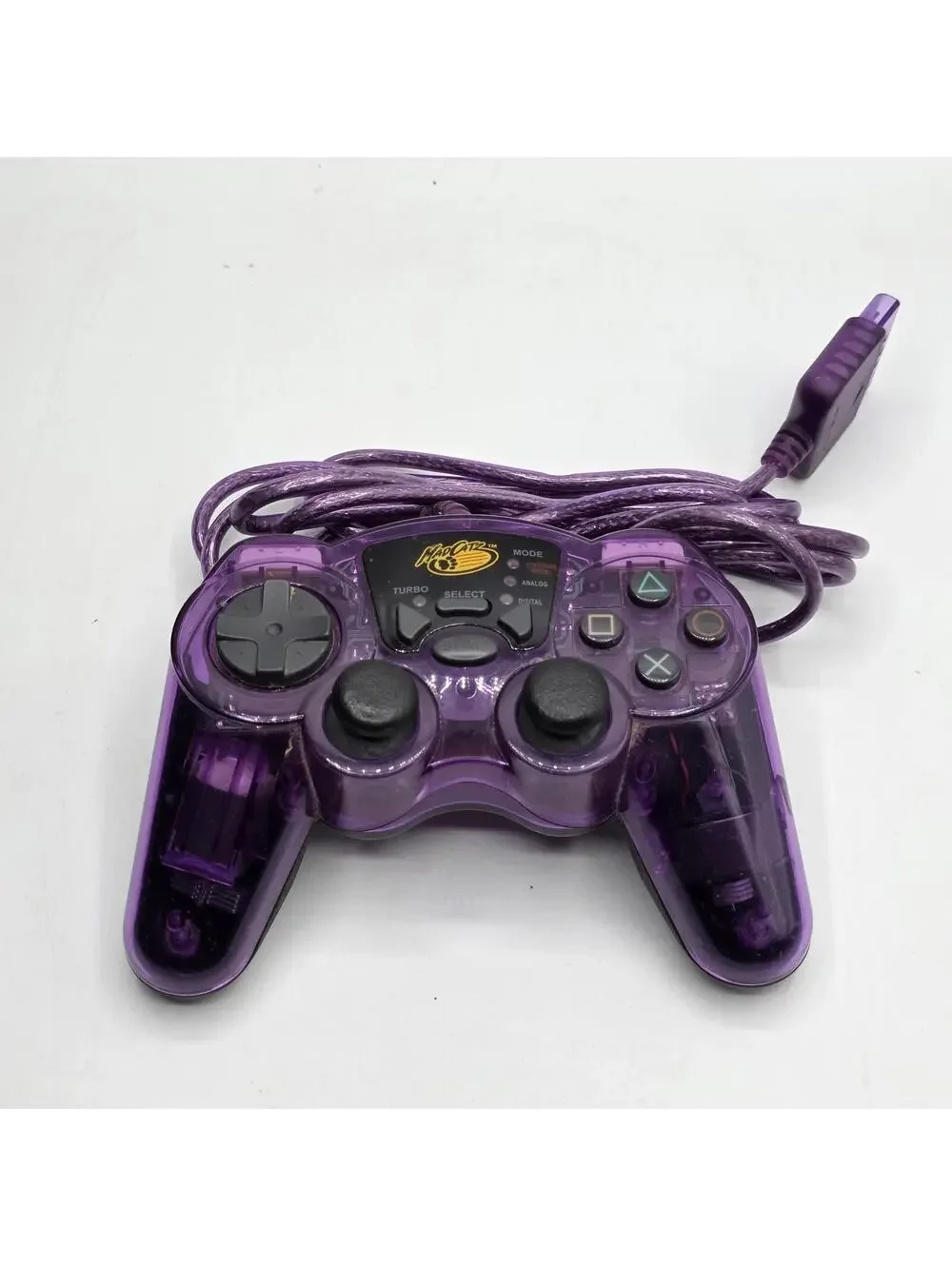 Mad Catz Dual Force Controller PlayStation 1 PS1 PS2 Atomic Purple Clear 8026